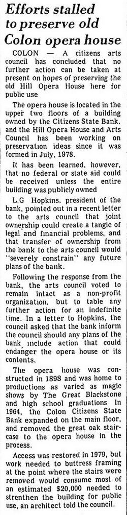 Hills Opera House - Feb 1981 Reopen Effort Stalls (newer photo)